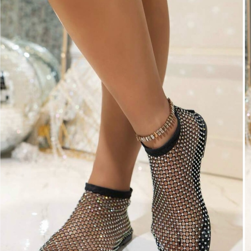 Elegant Black Mesh Ankle Sandals